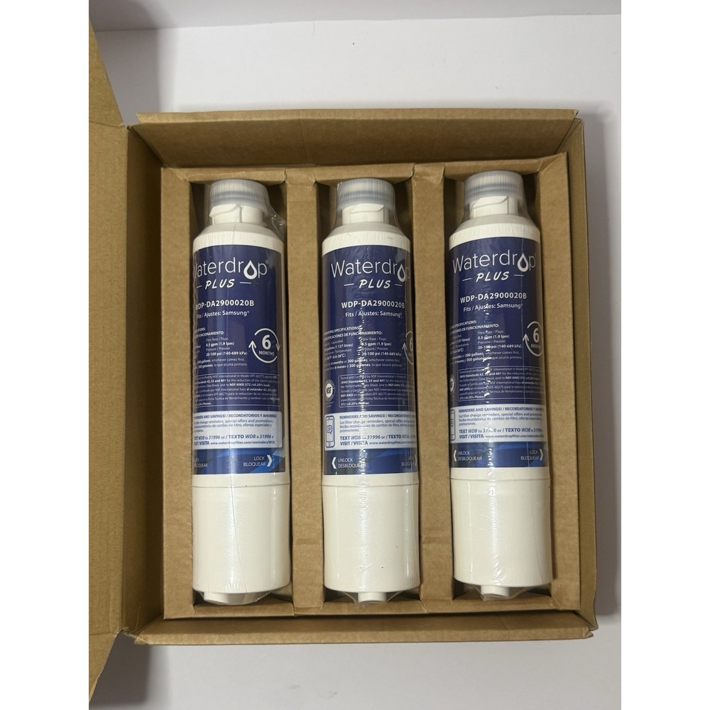 (3) Waterdrop Plus WDP-DA2900020B Refrigerator Water Filter For Samsung New